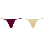 Lojoutye 2 Pack( 1PCS \u0026 Khaki 1PCS) Multipack Rhinestone Body Stockings for Women Mens Underpants Open Waist Thong Back Underwear Low Womens Briefs